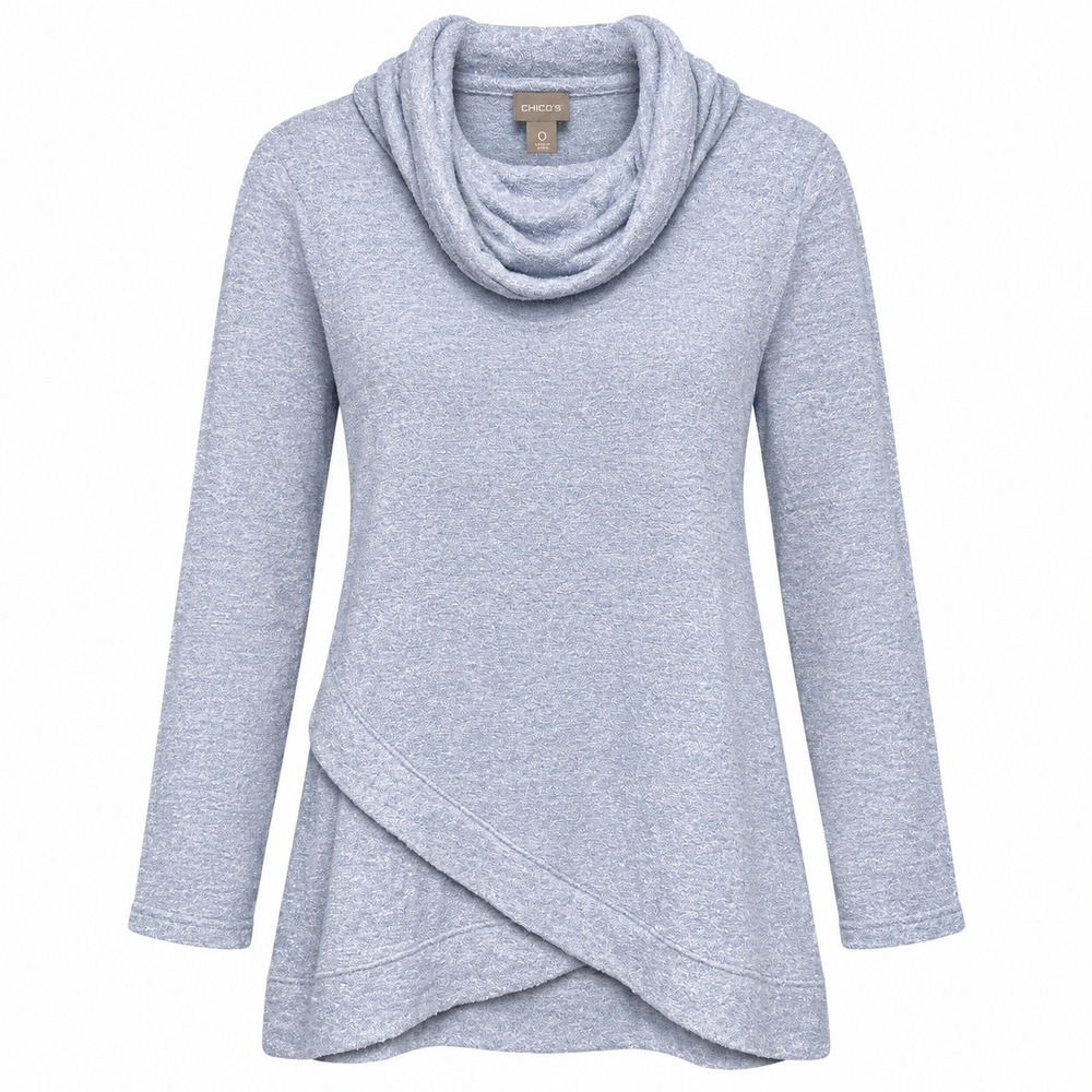 Chicos Size 0 Soft Girl Hygge Cowl Neck Tunic Womens Small Coastal Grandma Cozy